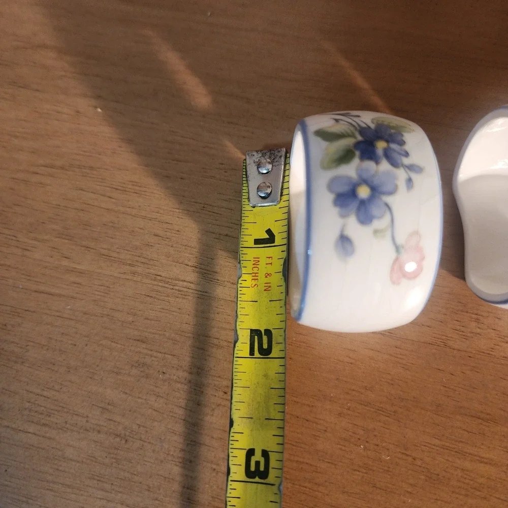 Nikko Blue Peony Ceramic napkin rings set of 3